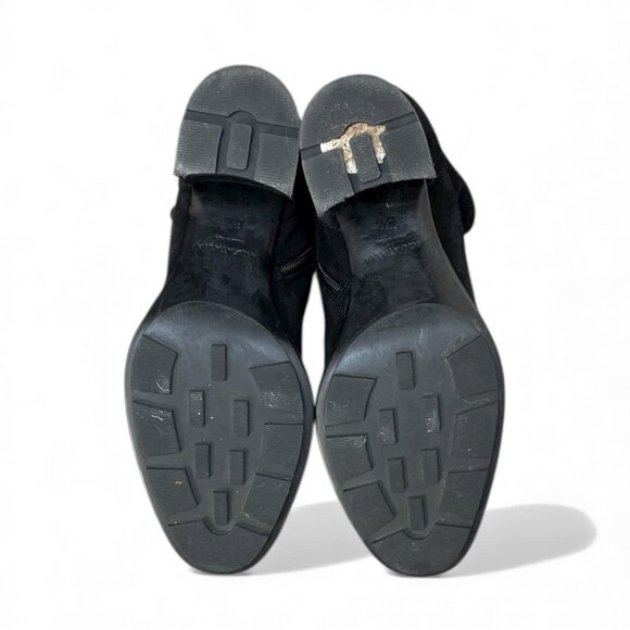 Aquatalia Idalia Black Stretch Suede Lug Sole Heeled Booties | Womens size 6.5 - Picture 4 of 6